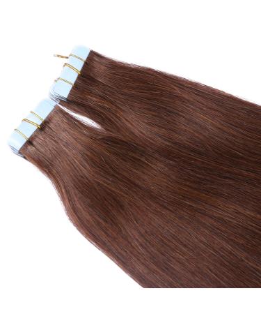 Tape In Hair Extensions #4 Chocolate Brown - 40cm Remy Human Hair - 100% Real Hair with Adhesive Tape - Novon Hair Extensions - Buy Online on GoSupps.com
