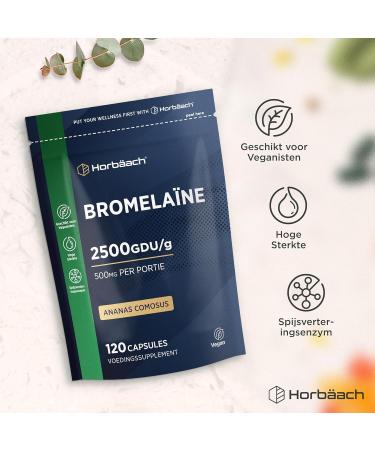 Bromelain 500mg Capsule 2500 GDUg 180 Vegan Bromelain Capsules High Dose from Horbaach - Buy Online on GoSupps.com