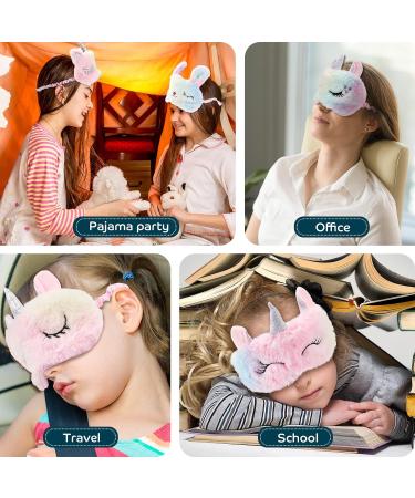SATINIOR Unicorn Sleep Mask - Rainbow Eye Cover for Girls, Kids, and Adults - Soft Plush Blindfold for Travel - 6 Count - Buy Online on GoSupps.com