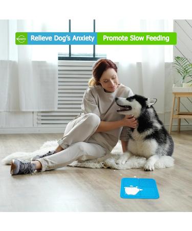 21cm Pair of Lick Mats for Dogs With Anti Slip Strong Suctions 2 Pcs Slow Feeding Dog lick Mats & 1 Spatula - Lick Mat for Dog Puppy and Cat Food (Blue + Green) 21 Cm Blue & Green - Buy Online on GoSupps.com