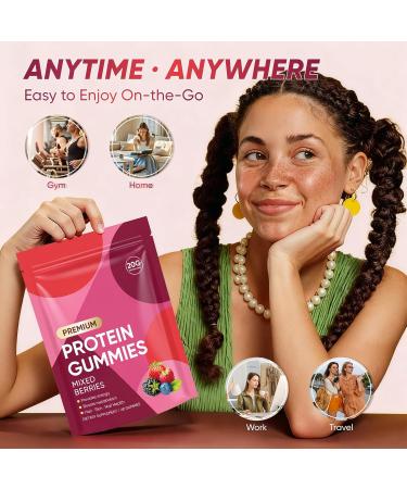 OAKA Protein Gummies 20g Protein per Serving Zero Sugar Mixed Berries Flavor Daily Protein Chews for Hair Skin & Nails 60 Gummies - Buy Online on GoSupps.com