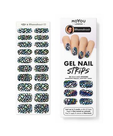 MOYOU LONDON Semi Cured Gel Nail Strips 20 Pc. Gel Wraps for Nails Get 1 Free UV Lamp when you Get 3 or More Easy Apply & Remove for Salon-Quality Manicure -hannahroxit 03
