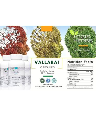 YOGIS HERBS Vallarai Capsules (Centella Asiatica/Gotu Kola) | Herbal Supplement for Congnitive Support | 90 Veg Capsules - Buy Online on GoSupps.com