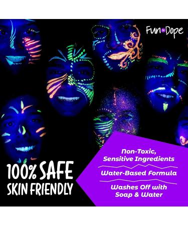 UV Body Paint and Face Paint - 8 Colors - Blacklight Reactive - Glows in the Dark for Halloween & Events - Water-Based & Washable - Non-Toxic Neon Party Supplies - Buy Online on GoSupps.com