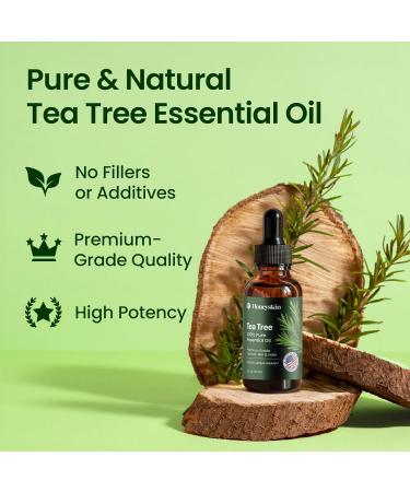 Honeyskin 100% Pure Tea Tree Oil - Hair Growth & Scalp Treatment Essential Oil for Face Hair Skin - 1 fl. oz (29ml) - Aromatherapy Diffuser - Buy Online on GoSupps.com
