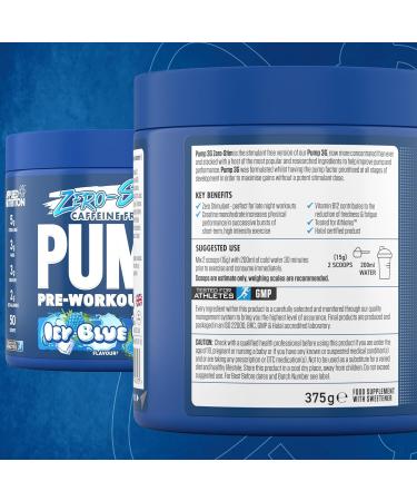 Applied Nutrition Pump Zero Pre Workout - Caffeine Free Energy & Performance (375g - 25 Servings) - Icy Blue Raz Flavor - Buy Online on GoSupps.com