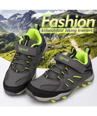Eggseed Kids Trail Shoes - Water Repellent Sneakers for Boys, Grey/Green - Size 13 Little Kid - Buy Online on GoSupps.com