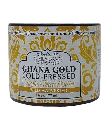 Shea Terra Organics 100% Organic Cold-Pressed Virgin Shea Butter - Ghana Gold | Natural Daily Skin Cream for Dry Skin  Itchy Skin  Stretch Marks  Psoriasis  Eczema & other skin conditions   6 oz