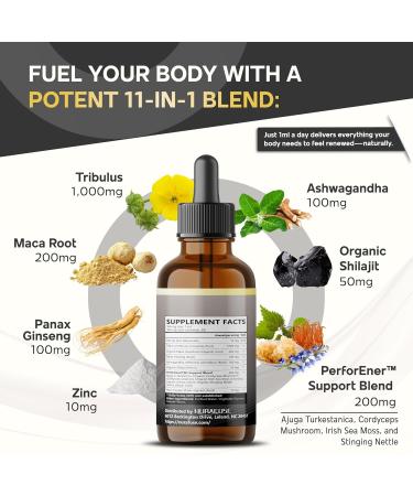 Organic Tribulus Maca Root Panax Ginseng Ashwagandha Liquid Drops 1670mg per Serving Ultra Potent Natural Taste USA Made & Lab Tested 2 FL OZ (60ml) 60ml (pack of 1) - Buy Online on GoSupps.com