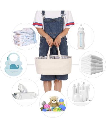 Hinwar Baby Diaper Caddy | Portable Newborn Organizer & Shopping Bag | Cotton Rope Basket for Diapers & Cloths | Perfect Infant Shower Gift (1 Pack) - International Shipping Available - Buy Online on GoSupps.com