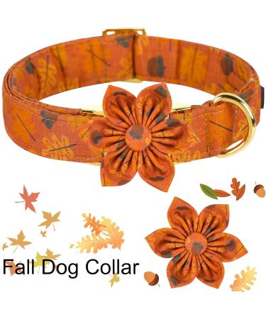 Shop Stylish Aring Pet Dog Collar with Flower - Autumn Maple Leaf Design for Small to Large Dogs | Perfect Gift for Dog Lovers - Buy Online on GoSupps.com