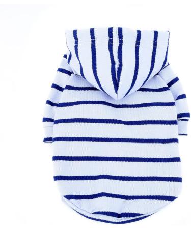 Zweitea Dog Hoodie Shirt for Small to Medium Dogs - Striped Hooded Jacket & Soft Sweatshirt for Puppies - Light Blue - Buy Online on GoSupps.com