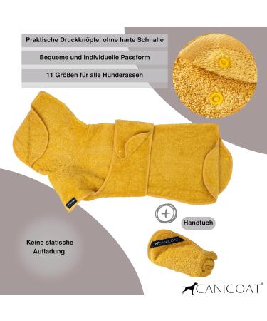 CANICOAT Dog Bathrobe Lavari - 100% Cotton Oeko-TEX Certified Size 3 Sun Yellow | Perfect for Drying Your Dog After Bath - Buy Online on GoSupps.com