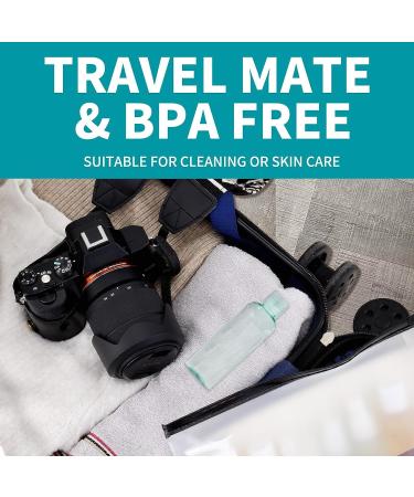 TOUREAL 100ML Travel Bottles Set - 5 Empty Cosmetic Bottles with Flip Cap & Funnel - Light Green Donor Plastic Bottle Set for Easy Filling - Buy Online on GoSupps.com