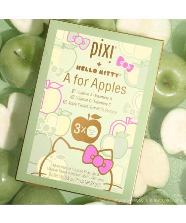 Pixi + Hello Kitty A for Apples Sheet Mask | Hydrating & Brightening | Vitamin A C & Apple Extract | 3 Masks - Buy Online on GoSupps.com