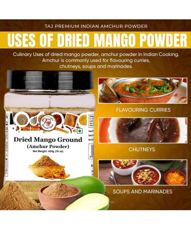 Taj Premium Indian Amchur Powder - 16oz Jar, Dried Mango Powder for Authentic Flavor - Buy Online on GoSupps.com
