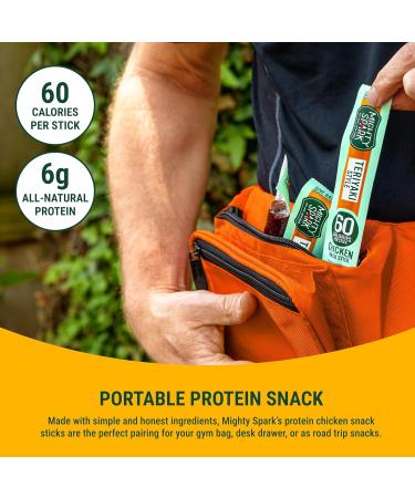 Mighty Spark Chicken Snack Sticks - Teriyaki - 5g of Protein No Hormones Added Gluten Free Soy Free Meat Sticks - High Protein Keto Snacks Weight Watchers Approved Snacks - 48 Count - Buy Online on GoSupps.com