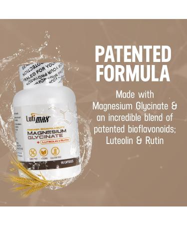 Lutimax Magnesium Glycinate 500mg with Luteolin & Rutin - 100mg Elemental Magnesium for Stress Relief & Sleep - Vegan & Non-GMO - 90 Capsules - Buy Online on GoSupps.com