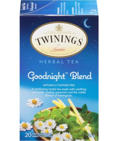 Twinings Goodnight Herbal Blend Tea Bags | Camomile Spearmint & Lemongrass | Naturally Caffeine-Free Relaxing Tea | 20 Count (Pack of 6) | Enjoy Hot or Iced Goodnight Blend 20 Count (Pack of 6) - Buy Online on GoSupps.com