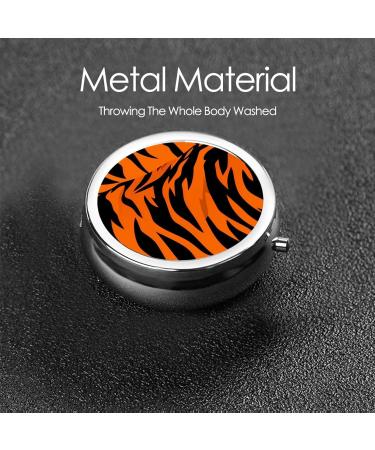 Round Mini Travel Pill Organizer - 2.0x2.0x0.7 Tiger Stripes Orange - International Shipping Available - Buy Online on GoSupps.com