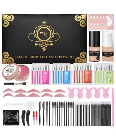 Lash Lift Kit and Black Eyelash Perm Kit with Lash Lift Glue Balm Instant Curled and Voluminous Coloring with Black Hair Colors Complete Tools for Salon Home