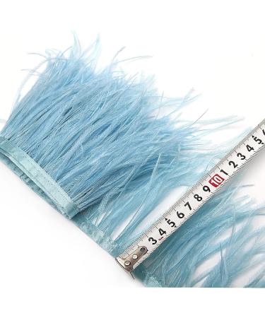 THARAHT Light Blue Ostrich Feather Trim 2 Yard - 4-6 inch Sewing Fringe for DIY Dress Sewing, Craft, Latin Wedding Decor - Buy Online on GoSupps.com
