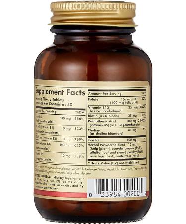 Solgar B-Complex with Vitamin C Stress Formula 100 Tablets - Energy Metabolism Support - Buy Online on GoSupps.com