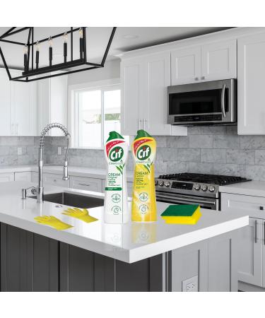 Cif Cream Cleaner 2 Pack - Cif Cream Cleaners Original and Lemon with Sponge and Gloves - Perfect Household Cleaning Products Bundle - Buy Online on GoSupps.com