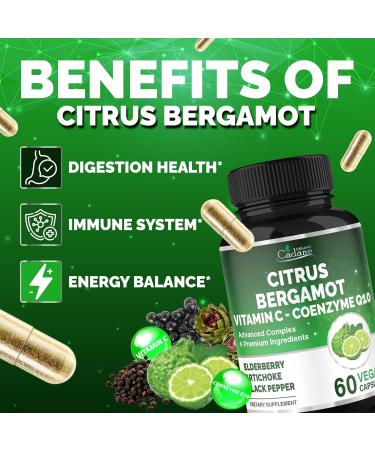 Cadane Citrus Bergamot Supplement with Vitamin C CoQ10 Elderberry Artichoke & Black Pepper | Heart & Wellness Support | Vegan Non-GMO 60 Capsules 30-Day Supply - Buy Online on GoSupps.com