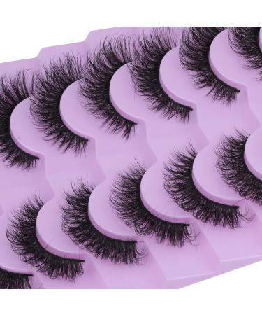 Fanxiton Natural Look Fluffy Wispy D Curl Cat Eye False Eyelashes - Short Faux Mink Lashes 7 Pairs Pack - Buy Online on GoSupps.com