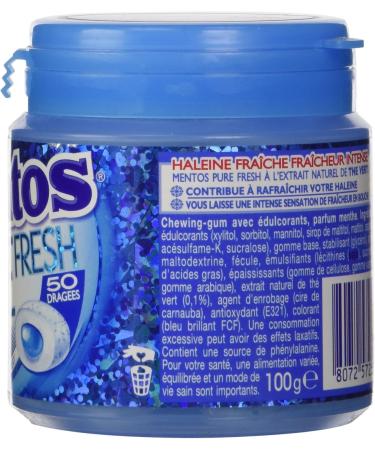 Mentos - Chewing Gum Mentos Pure Fresh Mint Fragrance - Sugar-free Chewing Gum - Green Tea - Long Lasting - Fresh Breath - 1 Box of 50 Sugars - Buy Online on GoSupps.com