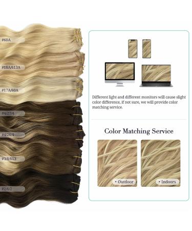 Doores Real Hair Extensions Clip In - Ash Brown to Platinum Blonde 45cm (18 inch) 150g Remy Hair Thick & Natural - Buy Online on GoSupps.com