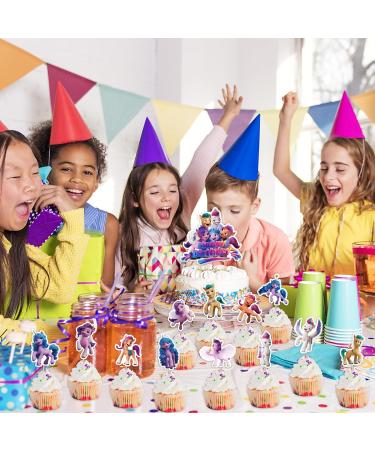 25PCS Cute Pony Cake Topper Cartoon Pony Cup Cake Topper Binrthday Themed Party Decoration Pony Supplies for Boy Girls Adults - Buy Online on GoSupps.com