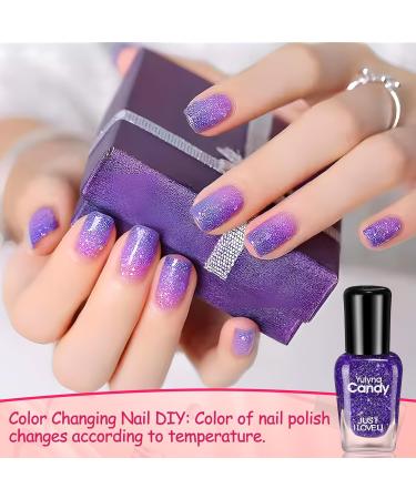Colorful Gel Nail Polish Set Long Lasting Glossy Quick Dry Glitter Nail Polis Glitter Pink Blue Purple Mood Temperature Color Changing Nnail Varnish Set for DIY Manicure-Without Use UV Lamp  - Buy Online on GoSupps.com