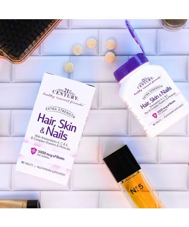 21st Century Hair Skin & Nails Extra Strength â€“ 90 Tablets for Healthy Hair & Skin - Buy Online on GoSupps.com