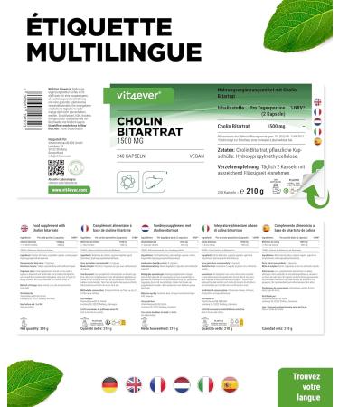 Pure Choline Capsules - 240 Capsules with 750mg Choline Bitartrate - 4 Month Supply - Liver Homocysteine & Fat Metabolism - - Buy Online on GoSupps.com