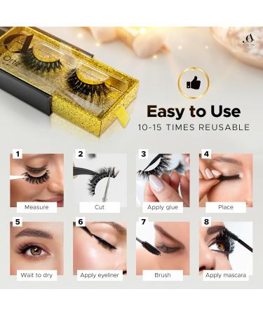 Bridal Mink Eyelashes | 0.10-0.15mm Reusable 3D Fake Lashes for Natural Look | Easy Application Soft Cotton Band - Buy Online on GoSupps.com