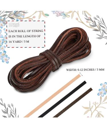 16.5 Yards Natural Flat Leather Cord for Shoes, Jewelry & DIY Crafts - Black, Brown - Buy Online on GoSupps.com