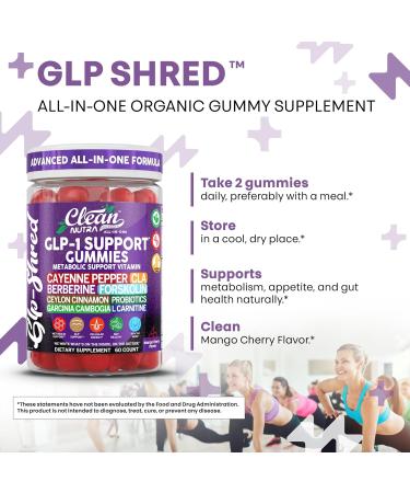 Clean Nutra Gummies with Cayenne Pepper CLA Berberine Forskolin Ceylon Cinnamon Probiotics Garcinia Cambogia & L-Carnitine | Mango Cherry Flavor | 60 Count Chewable Supplement Gummies - Buy Online on GoSupps.com
