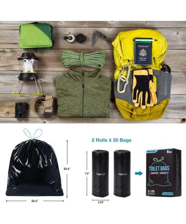 TRIPTIPS Portable Toilet Bags 40 Count Drawstring 8 Gallon Camping Toilet Bags Toilet Waste Bags Leak-Proof Toilet Liners Trash Bags for Camping Hiking Traveling 2 Roll *40 Counts - Buy Online on GoSupps.com