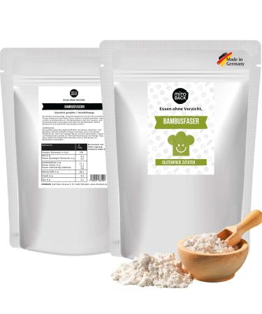 Mitoback - 100% bamboo fibers 2 x 400 g in premium quality - bamboo fibers ideal for baking for bread & baked goods - bamboo fiber flour (Lower Carb Keto vegan gluten -free paleo) bamboo fiber 400 g (2 pack)