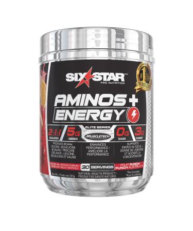 Six Star Amino Plus Energy BCAA Powder & Energy Fruit Punch 30 Servings 208 g (Pack of 1) Amino + Energy