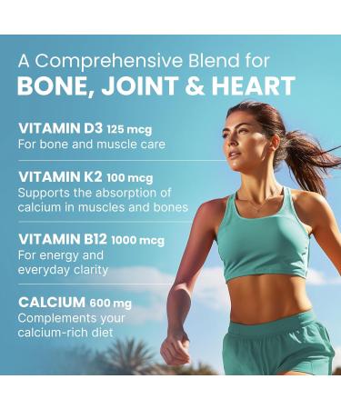 4-in-1 Calcium 600mg + Vitamin D3 K2 B12 | Heart, Bone & Immune Support | Women & Men Calcium Supplement (120 Count) - Buy Online on GoSupps.com