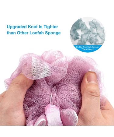 AmazerBath Loofah Shower Sponge with Long Wooden Handle - Soft PE Mesh Body Scrubber for Men & Women (Pink) - Buy Online on GoSupps.com
