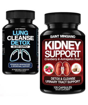 Saint Mingiano Kidney Support Cleanse Detox & Repair - with - Lung Cleanse Detox 60 Day