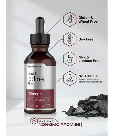 Horbaach Liquid Iodine Drops | 2 fl oz | 150 mcg Supplement | Vegetarian Non-GMO Gluten Free Tincture - Buy Online on GoSupps.com