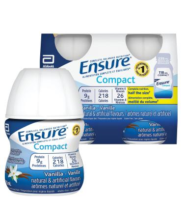 Ensure Compact Complete Balanced Nutrition In Half The Size Vanilla 4x118 mL 9g Protein Drink Vanilla 118 ml (Pack of 4)