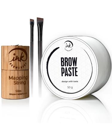 50g White Brow Paste  White Mapping String and Eyebrow Brush Kit by Ink Permanent  Large 50g Container and 2 brushes  Brow Shape and Define | Draw Or Sketch The Right Shape Of The Eyebrow | 1.8 oz  Eyebrow Tinting Tool |...