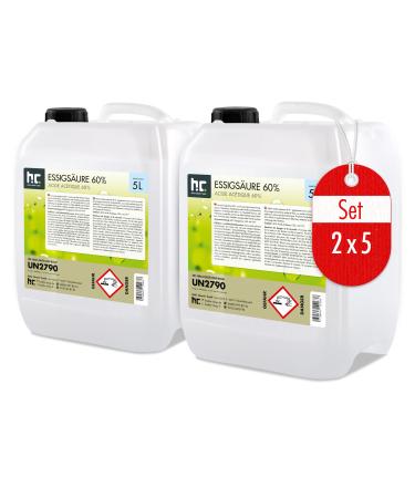 H fer chemistry 2x 5 l acidic acid 60% - optimal cleaner and descaler - Premium quality made in Germany - freshly filled in the handy canister 5 l (2 pack)