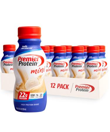 Premier Protein Shake MINIs Vanilla 22g Protein 120 Calories No Added Sugar 8.75 fl oz 12 Pack (Packaging May Vary) Protein Shake Vanilla 8.75 Fl Oz (Pack of 12)